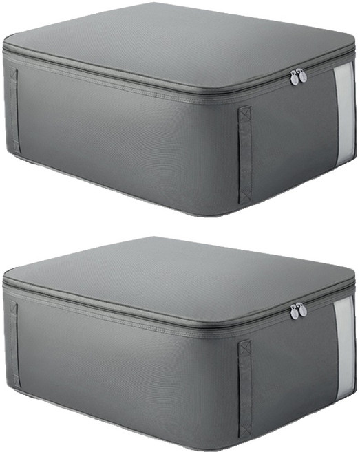 리빙공감 대용량 의류 이불 수납 정리 파우치, 그레이, 2개