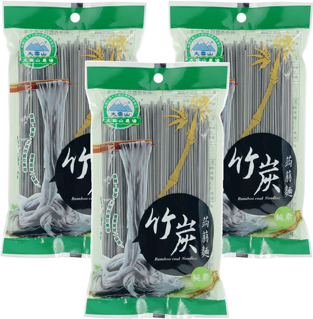 大雪山農場 竹炭蒟蒻麵, 250g, 3包