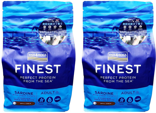 FISH4DOGS 成犬用 無穀低敏乾飼料, 沙丁魚, 1500g, 2袋