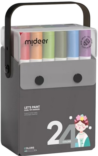 mideer 雙頭水性麥克筆, 24色 黑色, 1盒