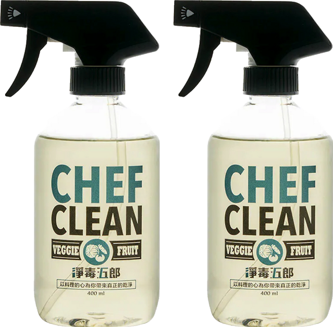CHEF CLEAN 淨毒五郎 蔬果清潔劑噴頭罐 EcoCert認證 植物來源 溫和清潔 節省用量, 400ml, 2瓶
