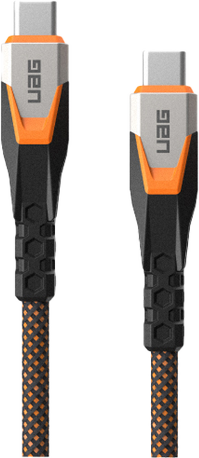 UAG USB-C to USB-C 頂級超耐折240W快充傳輸線, 黑色 + 橘色, 75cm, 黑色/橘色