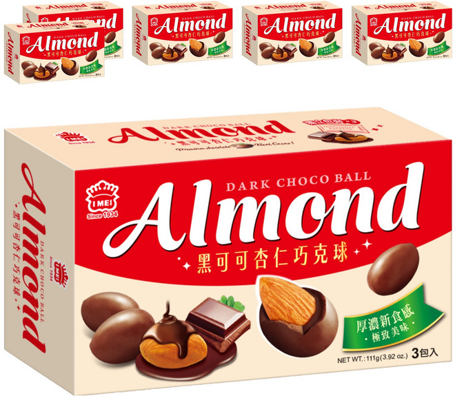 義美 杏仁巧克球 黑可可, 111g, 6盒