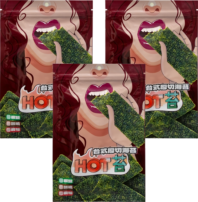 利亞企業社 台式厚切烤海苔 麻辣風味, 3包, 30g