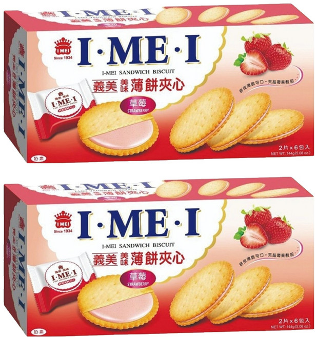義美 薄餅夾心 草莓, 144g, 2盒