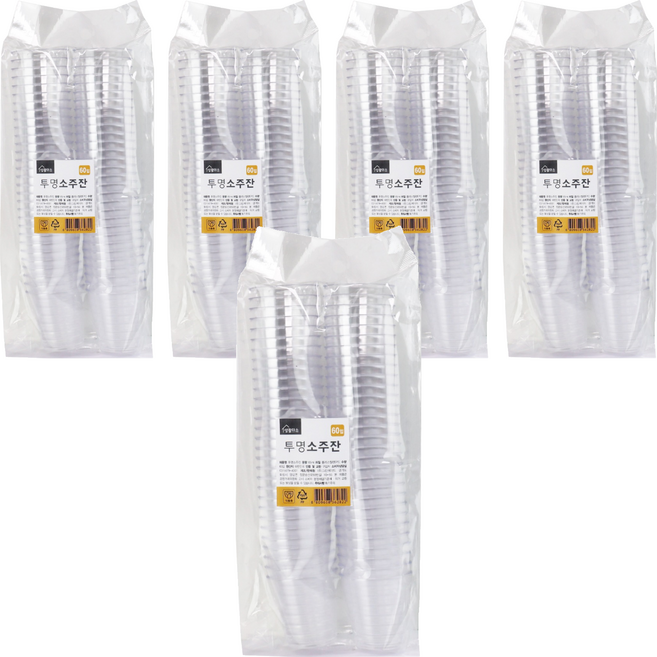 생활미소 투명한 소주잔 65ml, 60개입, 5개