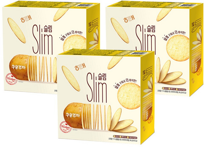 해태제과 구운감자 슬림, 240g, 3개