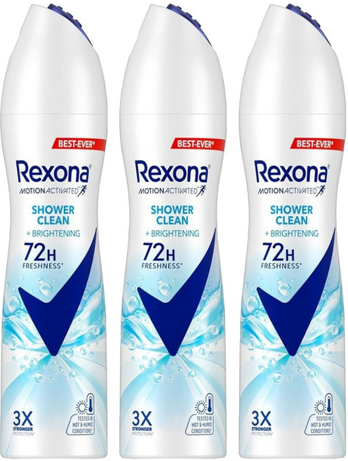 Rexona 蕊娜 制汗爽身噴霧 沐浴淨亮, 135ml, 3瓶