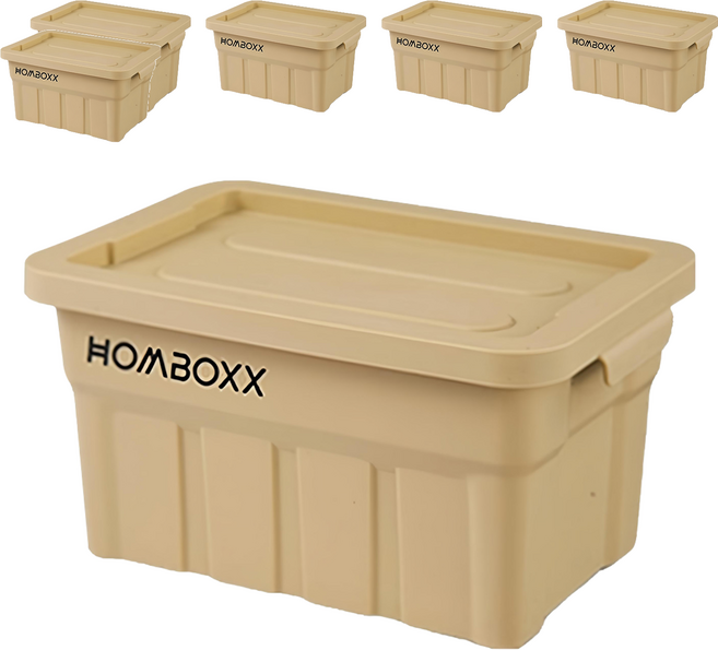 HOMBOXX 工業風高荷重附蓋收納箱 小型款 2L, 卡其黃, 6個