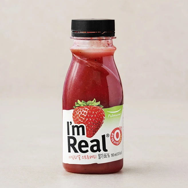 아임리얼 스트로베리 주스, 190ml, 1개 - 쿠팡
