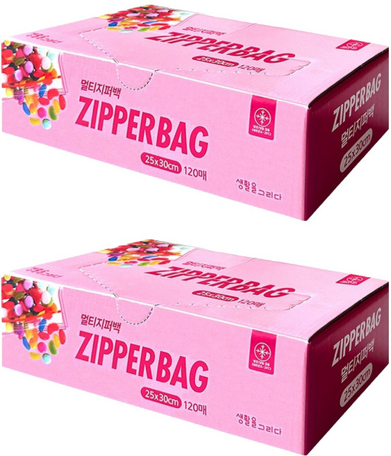 생활을그리다 투명 멀티 지퍼백, 대(L), 120개입, 2개