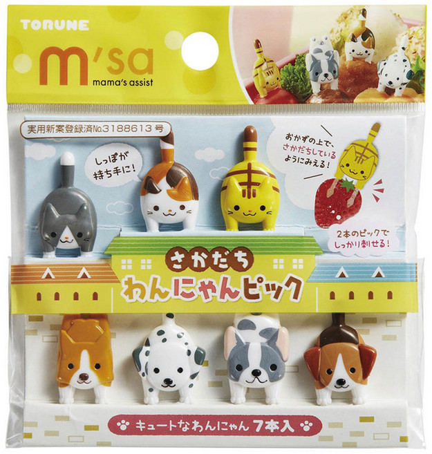 TORUNE mama's Assist 便當野餐 裝飾叉 貓狗, 1組, 7件