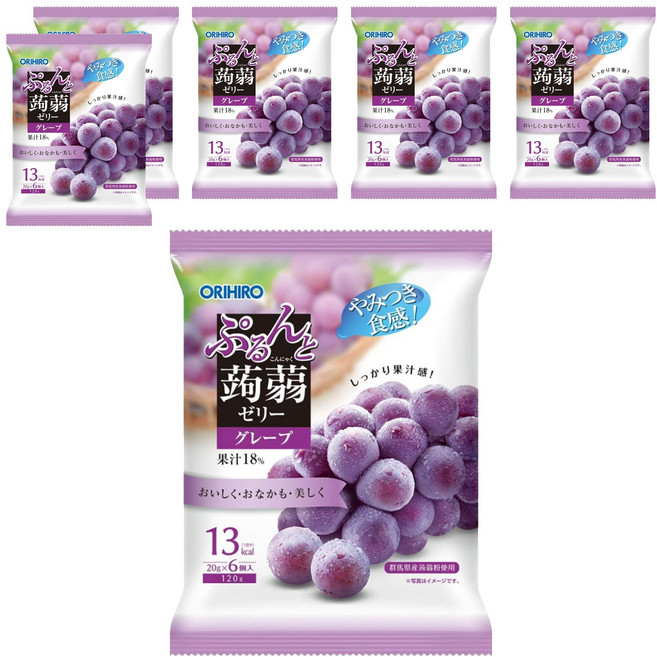 ORIHIRO 蒟蒻果凍 葡萄風味 6入, 120g, 6袋