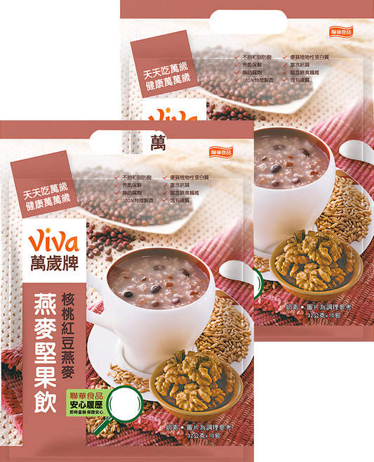 ViVa 萬歲牌 燕麥堅果飲 核桃紅豆燕麥, 320g, 2袋