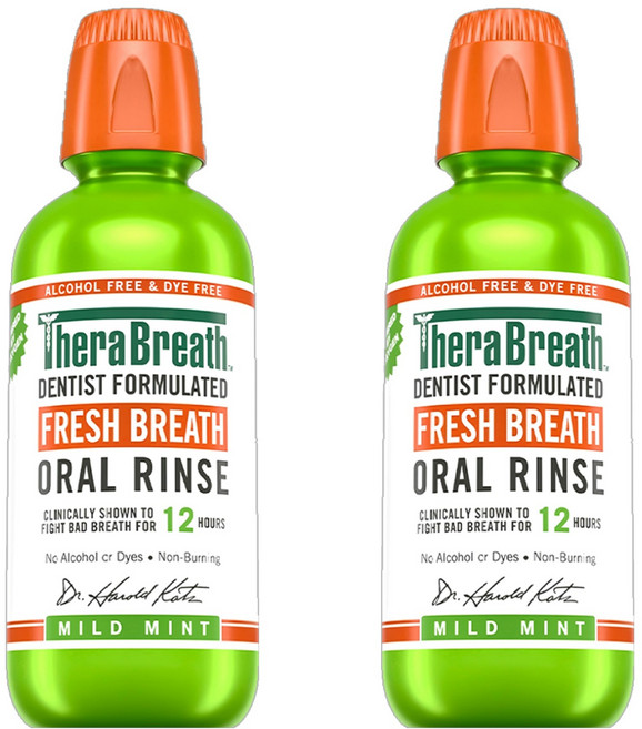 TheraBreath 漱口水 溫和薄荷 無酒精, 2瓶, 473ml