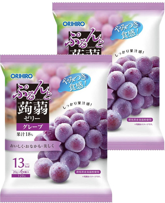 ORIHIRO 蒟蒻果凍 葡萄風味 6入, 120g, 2袋