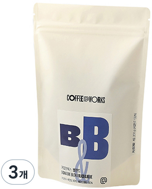 커피앳웍스 블랙앤블루 원두, 200g, 3개, 홀빈(분쇄안함)