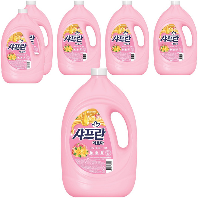 샤프란 아로마 섬유유연제 바닐라 핑크 본품, 3.1L, 6개