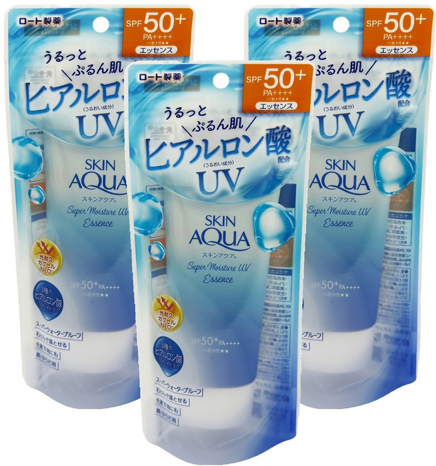 MENTHOLATUM 曼秀雷敦 台灣公司貨 水潤肌超保濕水感防曬精華 SPF50+ PA++++, 80g, 3條