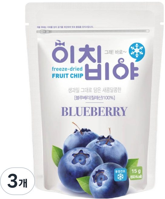 이치비야 동결건조 과일칩 블루베리, 15g, 3개