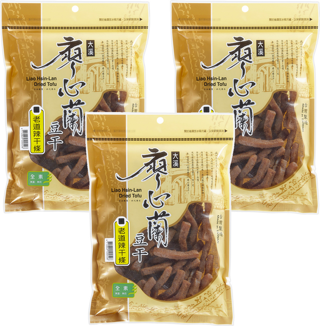 大溪廖心蘭豆干 老道辣干條 大, 320g, 3包