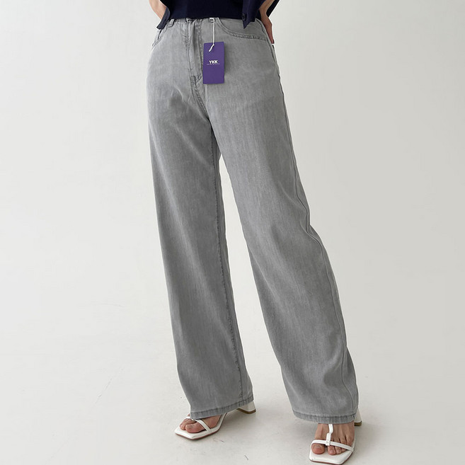 플랜데이 여성용 시원한 텐셀 히든밴딩 스판 데님 미디움 팬츠