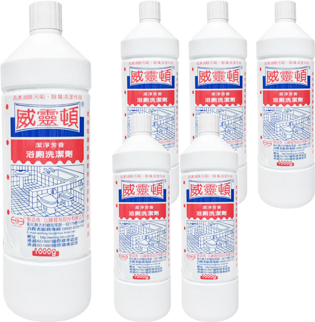 威靈頓 浴廁清潔劑, 1kg, 6瓶