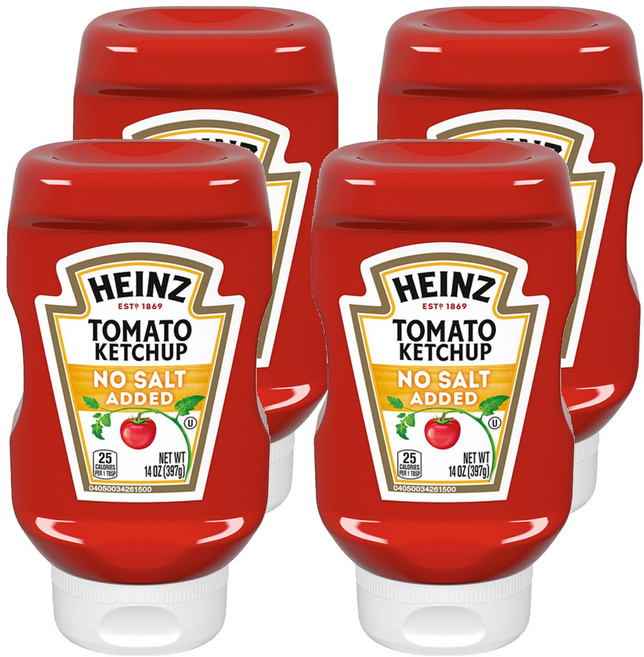 HEINZ 亨氏 低鈉鹽蕃茄醬, 397g, 4瓶