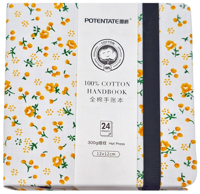 POTENTATE 遵爵 全棉手帳本 Z4921562C 12 x 12cm, 細紋碎花 白色, 1本