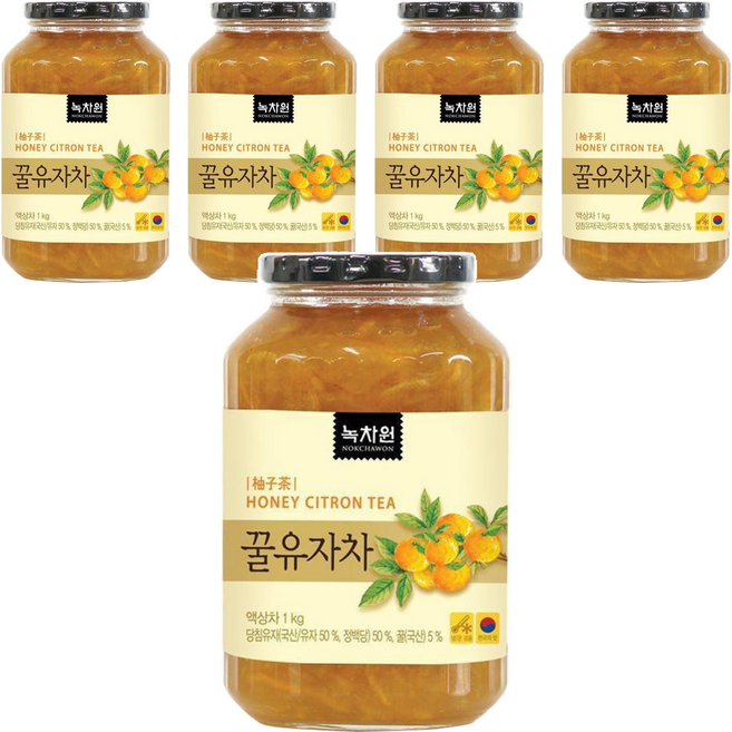NOKCHAWON 綠茶園 蜂蜜柚子茶, 1kg, 1入, 5罐