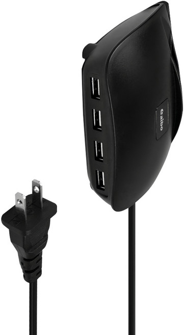 aibo 充電支架 二合一 4孔USB充電器 108 x 90 x 36mm 210g, 黑色, 1個