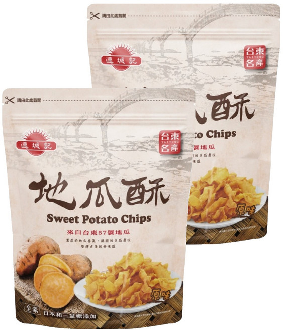 連城記 地瓜酥 原味 全素, 2包, 140g