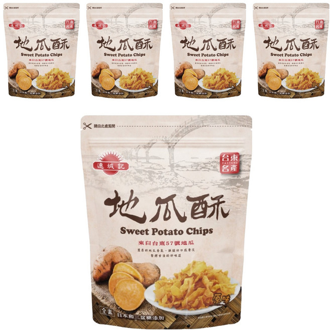 連城記 地瓜酥 原味 全素, 5包, 140g