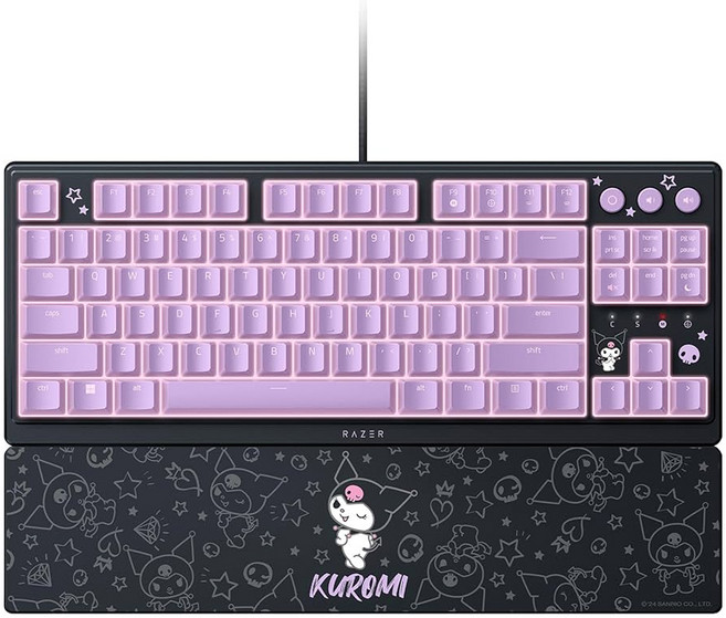 RAZER 雷蛇 Ornata V3 Tenkeyless 雨林狼蛛 V3 短軸鍵盤 酷洛米版, RZ03-04882000-R3M1, 黑色/紫色, 矮軸按鍵