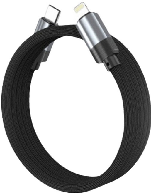 Magtame Type-C-Lightning 磁性快收納充電傳輸線 圓線款, 1m, 黑色, 1條