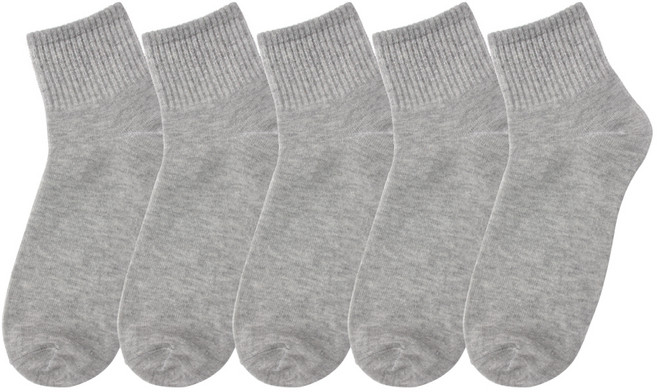 두발로 여성용 커버 무지 중목 밴딩 양말 5켤레