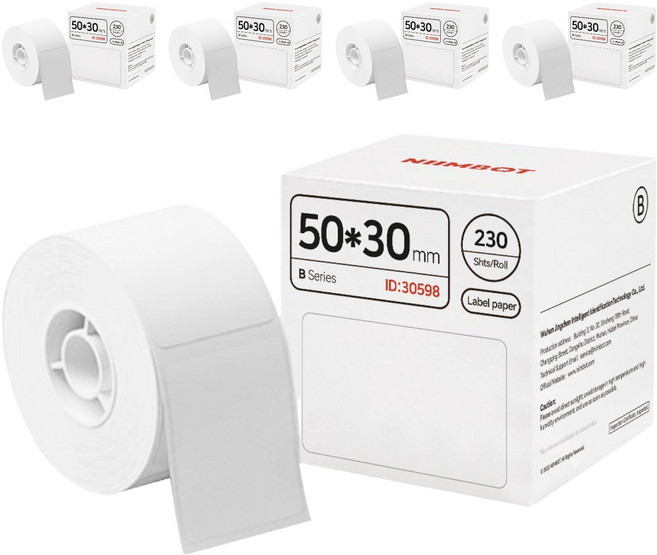 님봇 B21 B1 전용 프린터 라벨지 화이트 50 x 30 mm, 230개, 5개