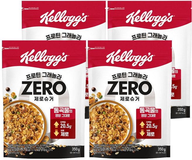 켈로그 프로틴 그래놀라 제로슈거, 350g, 4개