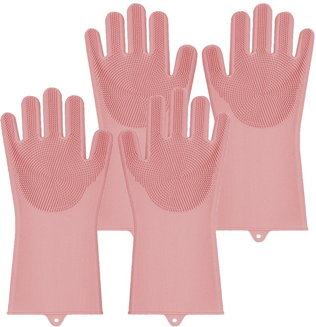 에바 실리콘 세척장갑, 플라워핑크, 36 x 16 x 2.6 cm, 2개