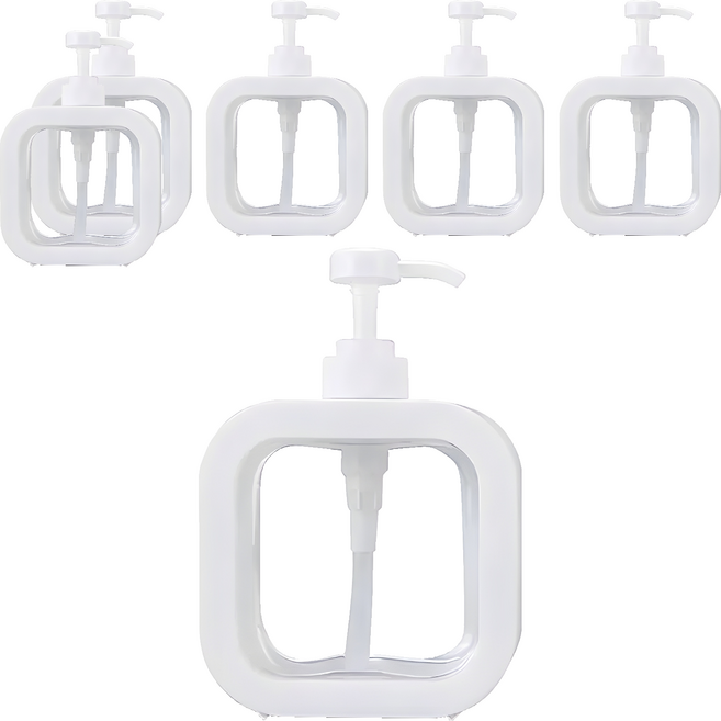 코어무역 투명 사각 대용량 디스펜서 일반형 500ml, 화이트, 6개