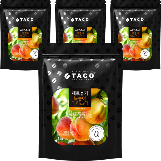 타코 제로슈가 복숭아 아이스티, 1kg, 4개