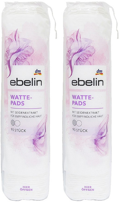 dm ebelin WATTEPADS 圓形缷妝棉, 90入, 2組