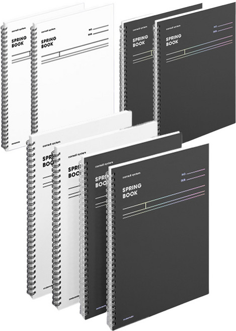 모트모트 스프링북 코넬 유선노트 2종 x 2p 세트, 화이트, 다크호스, 2세트