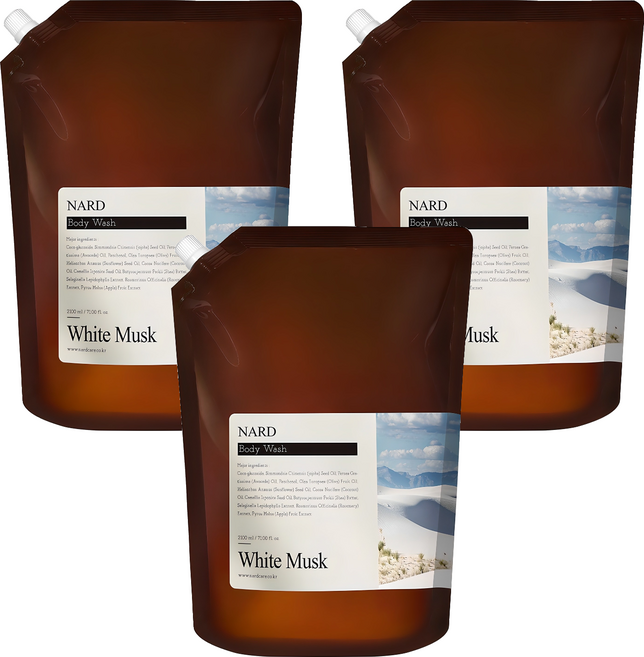 나드 리프레쉬 퍼퓸드 바디워시 화이트머스크향 리필, 2.1L, 3개