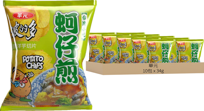 華元 波的多洋芋片 蚵仔煎口味, 34g, 10包