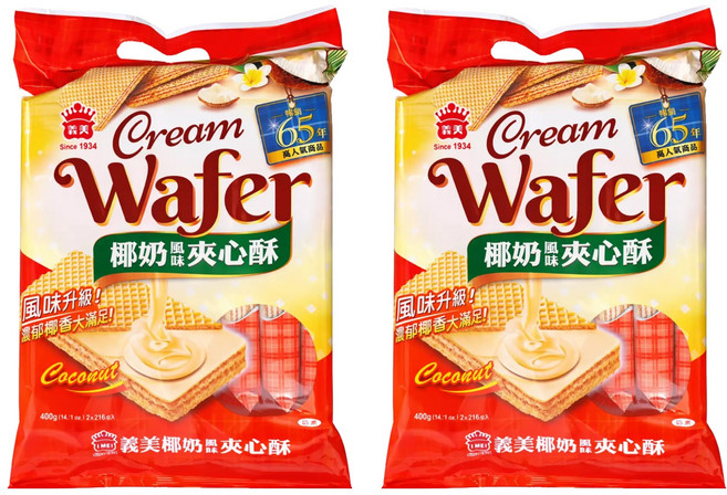 義美 夾心酥 經濟包 椰奶, 400g, 2袋