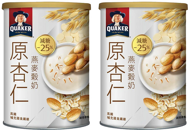 QUAKER 桂格 原杏仁燕麥穀奶, 390g, 2罐