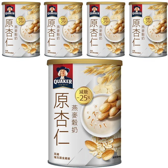 QUAKER 桂格 原杏仁燕麥穀奶, 390g, 5罐