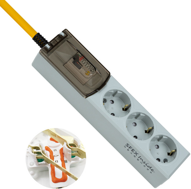 루넥스 자동소화 고용량 누전차단 ELB 멀티탭 3구, 2m, 그레이, 1개