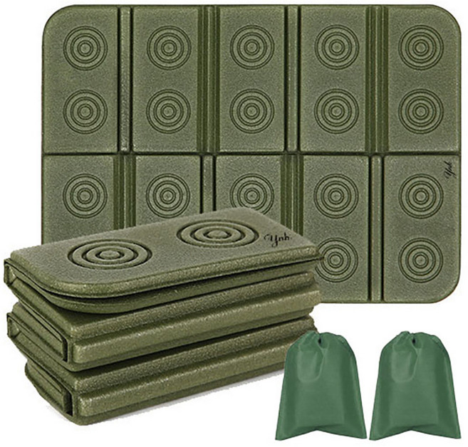 와이엔케이 휴대용 접이식 방습 캠핑 방석 2p, 카키